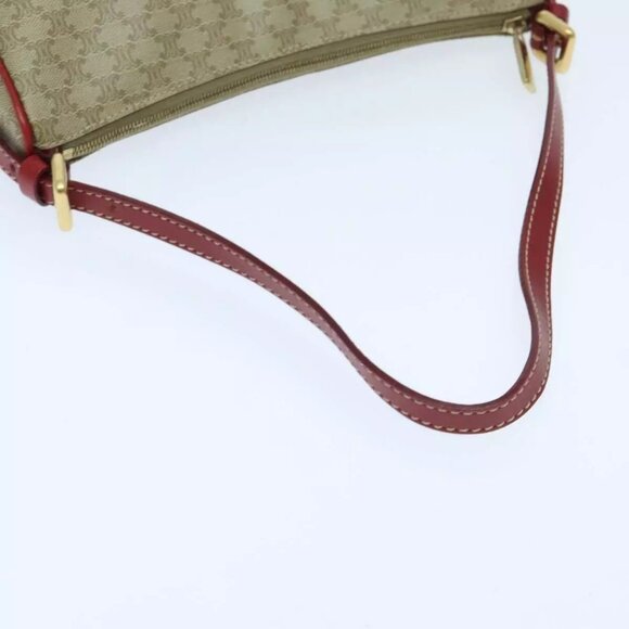 CELINE Macadam Canvas Accessory Pouch Coated Canvas Beige Red Auth yk15592 - Picture 7 of 15
